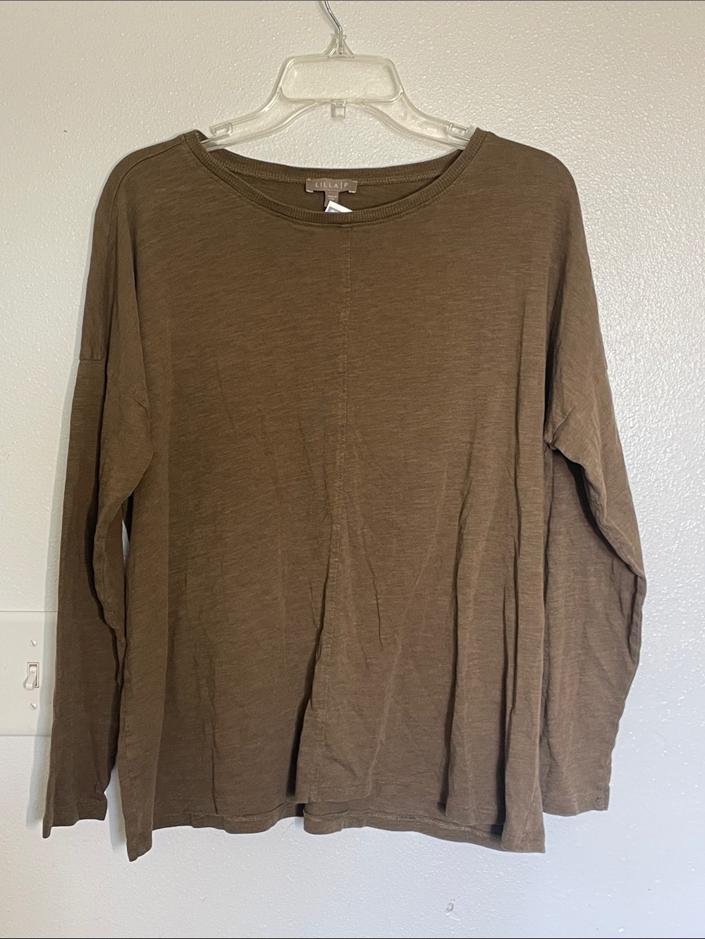 Lilla P Olive Long Sleeve Crewneck Top